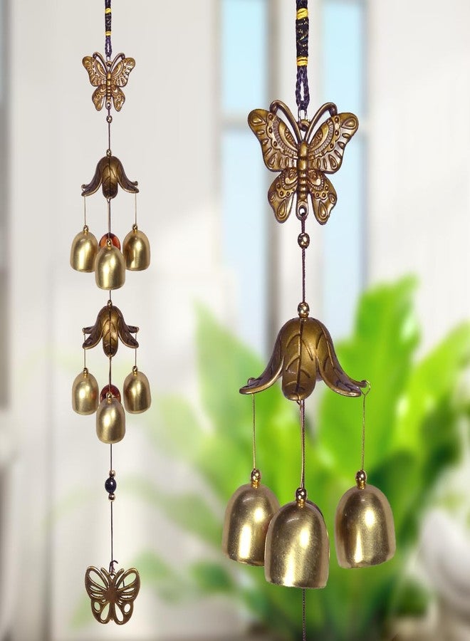 VR ATULIT BY CHOOSY جرس رياح معدني بتصميم فنغ شوي لشرفة المنزل | جرس ذهبي معلق لجلب الطاقة الإيجابية والحظ السعيد | أجراس رياح مزخرفة للاستخدام الداخلي والخارجي | ديكورات فاستو وفنغ شوي - Image 4